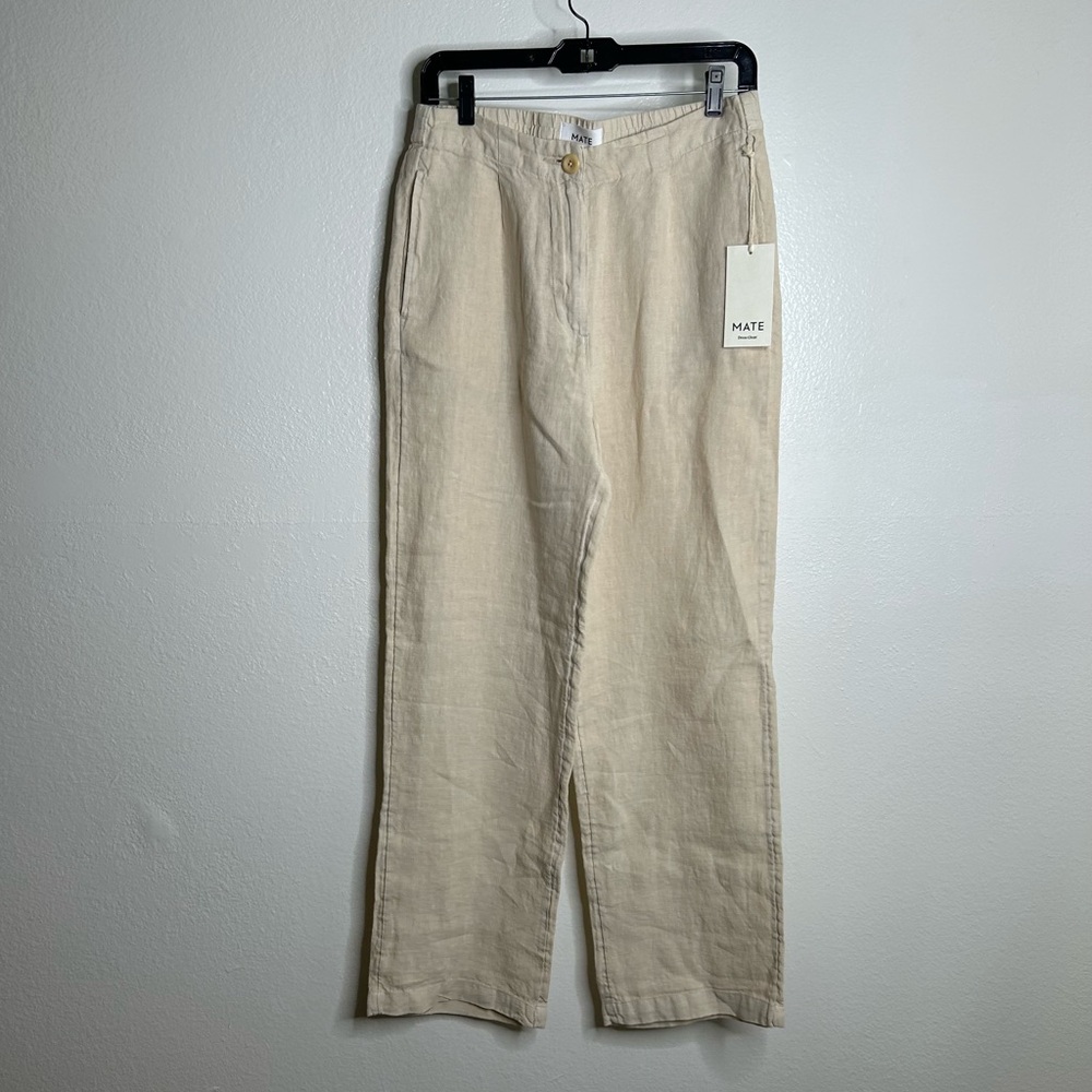 NWT MATE The Label 100% Linen Tailored Trouser Pant in Natural Size Medium